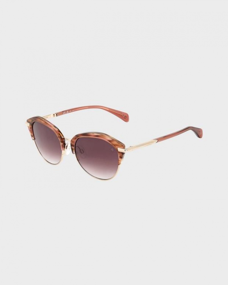 Rag & Bone Josie Oval Sonnenbrille Damen Bordeaux | 059847-ZQO