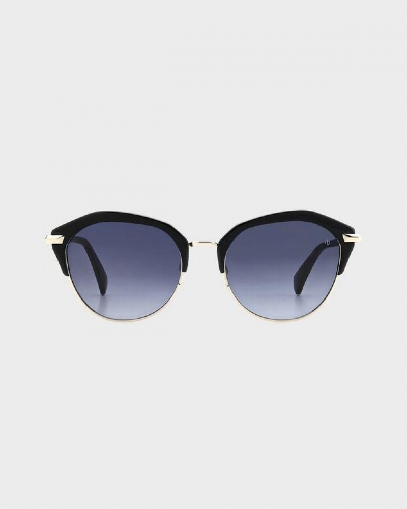 Rag & Bone Josie Oval Sonnenbrille Damen Schwarz | 437912-TBI