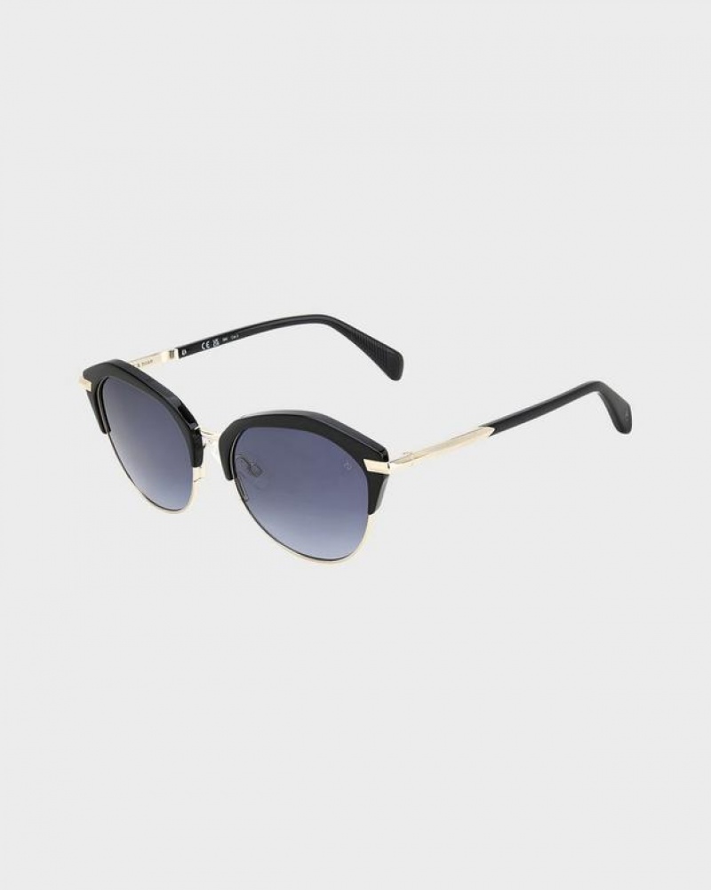 Rag & Bone Josie Oval Sonnenbrille Damen Schwarz | 437912-TBI