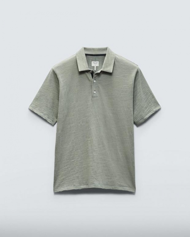 Rag & Bone Klassische Flame Pima Baumwoll Poloshirt Herren Dunkelmintfarben | 032176-LQU