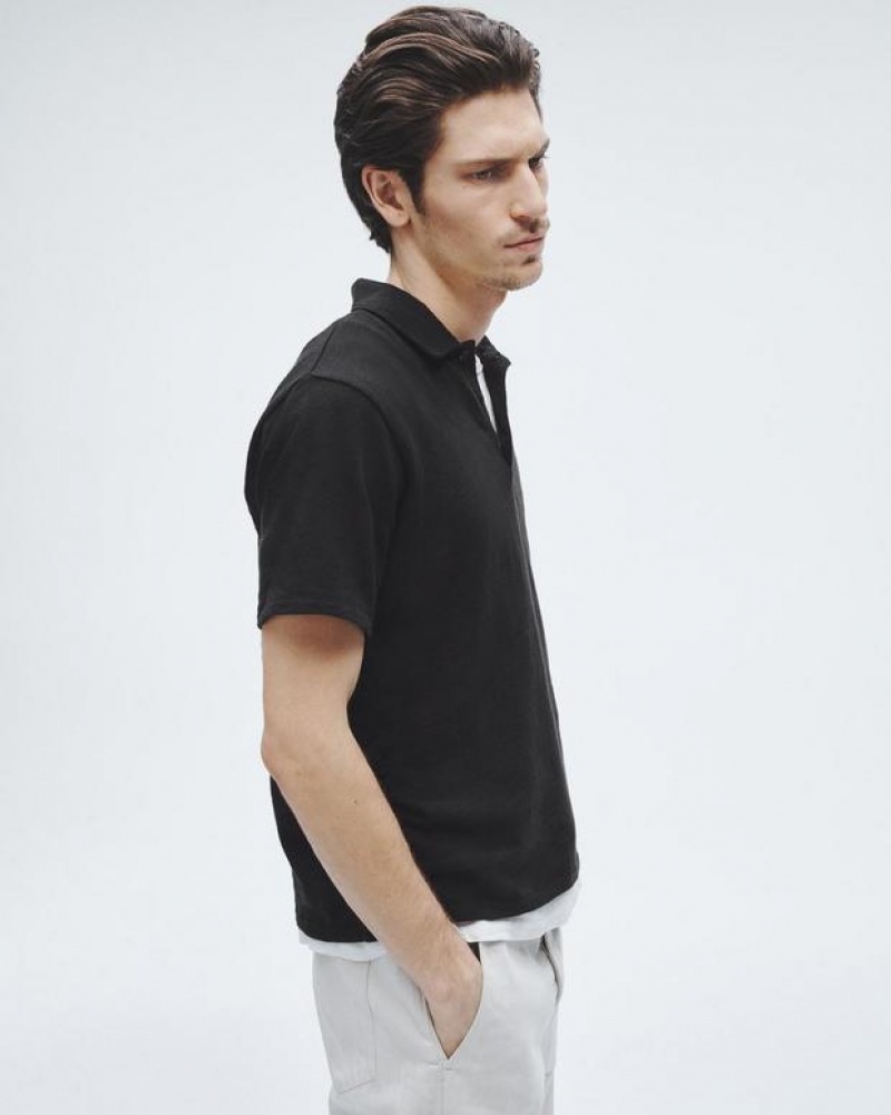 Rag & Bone Klassische Flame Pima Baumwoll Poloshirt Herren Schwarz | 630594-IML