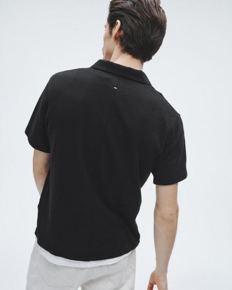 Rag & Bone Klassische Flame Pima Baumwoll Poloshirt Herren Schwarz | 630594-IML