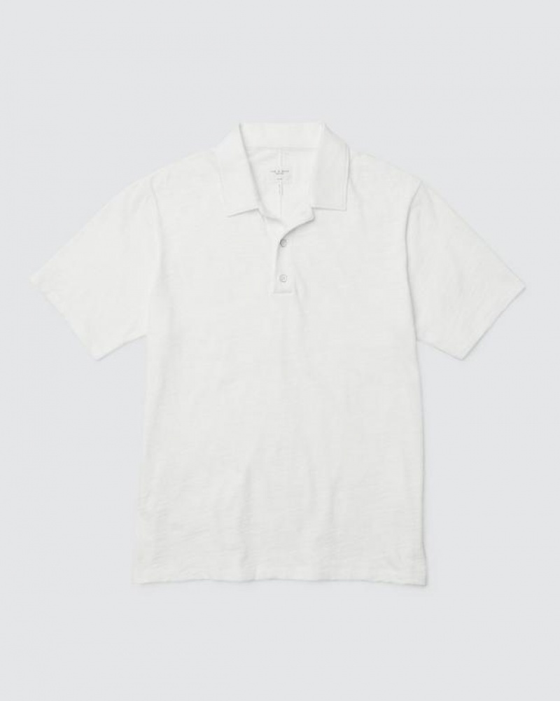 Rag & Bone Klassische Flame Pima Baumwoll Poloshirt Herren Weiß | 342169-GDI