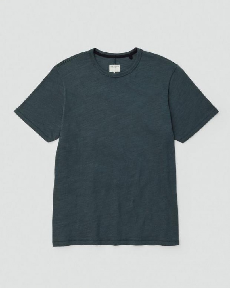 Rag & Bone Klassische Flame Tee Organic Baumwoll T-Shirt Herren Grau Grün | 462079-DSN