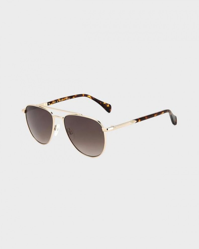 Rag & Bone Lana Aviator Sonnenbrille Damen Gold Braun | 205794-EUH