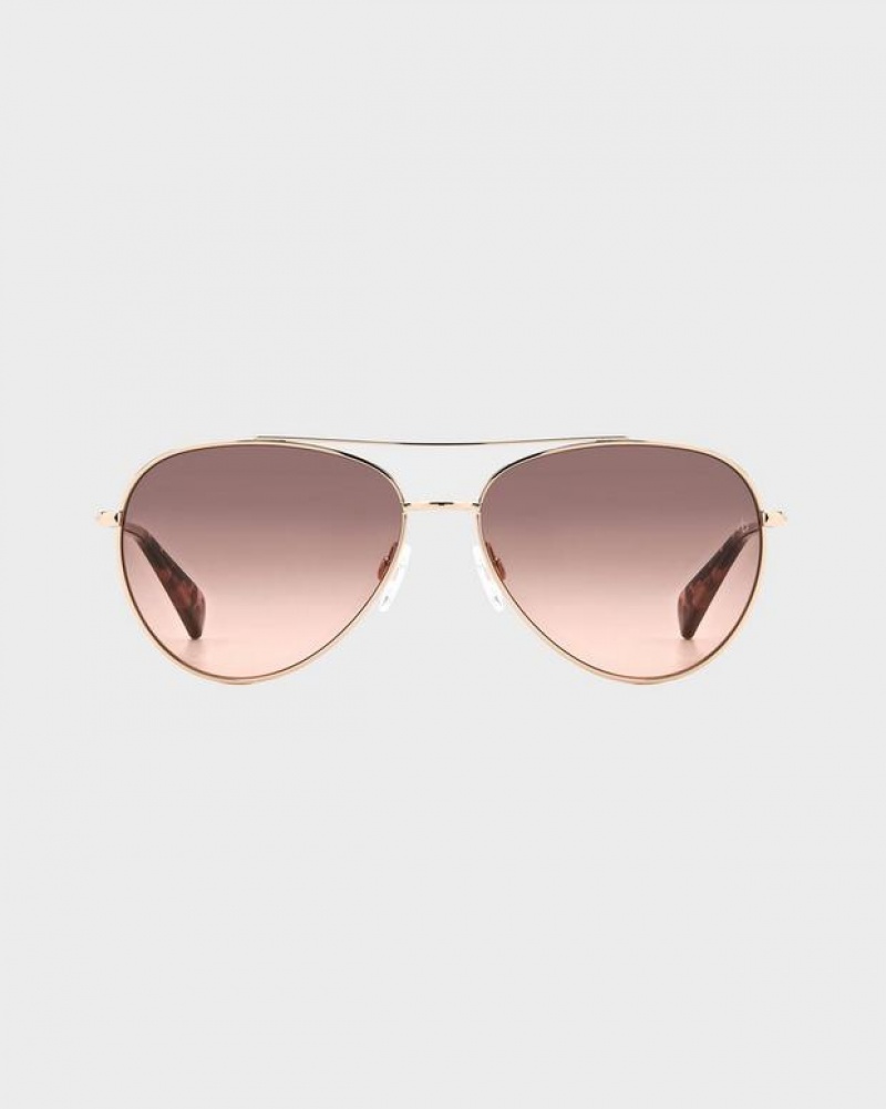 Rag & Bone Leslie Aviator Sonnenbrille Damen Rot Gold | 964237-SMT