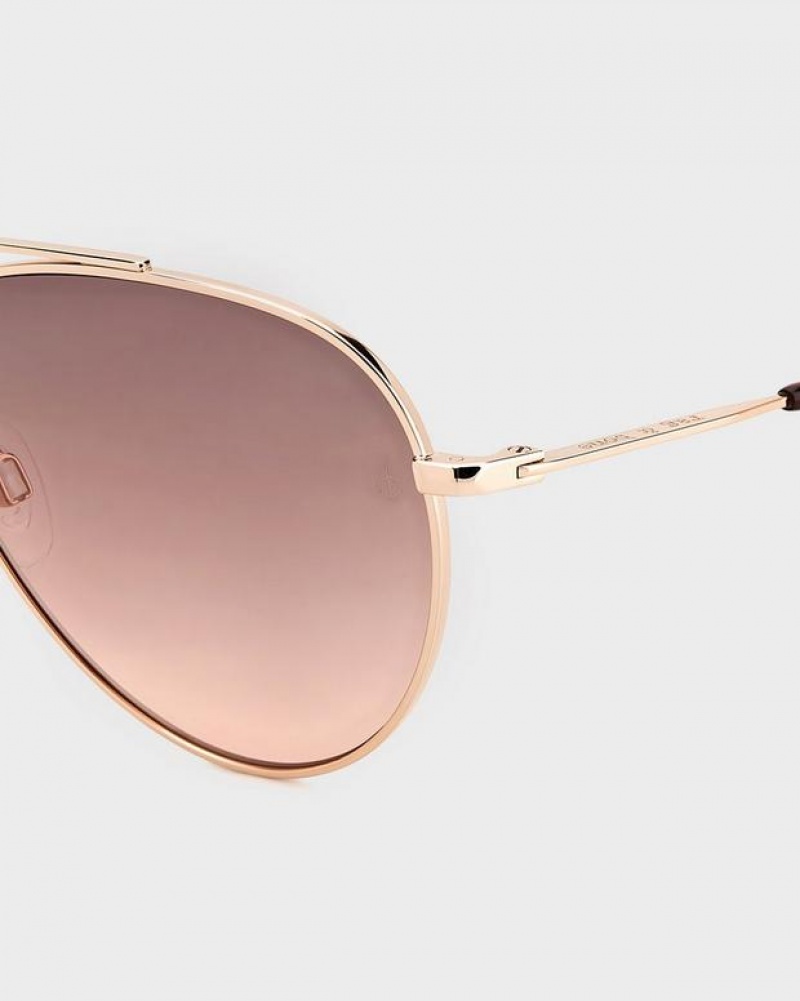 Rag & Bone Leslie Aviator Sonnenbrille Damen Rot Gold | 964237-SMT