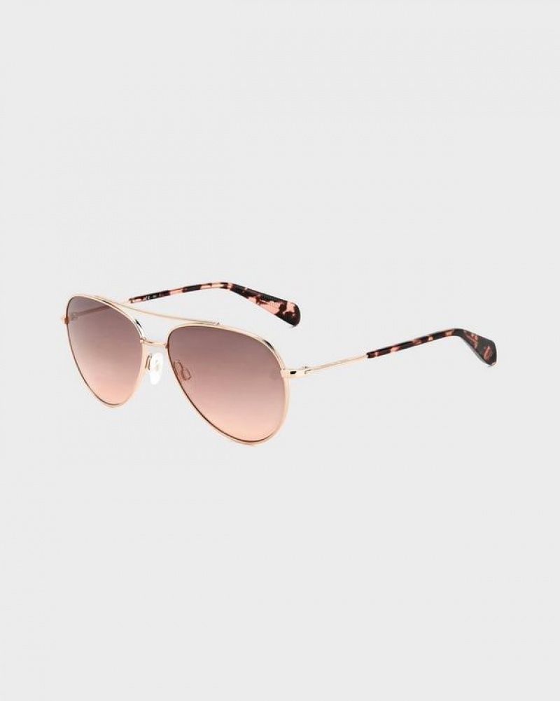 Rag & Bone Leslie Aviator Sonnenbrille Damen Rot Gold | 964237-SMT