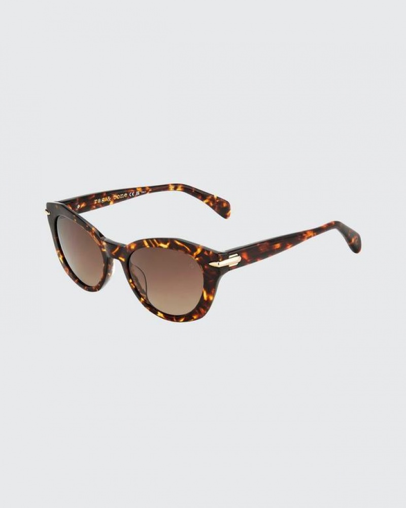 Rag & Bone Lily Square Sonnenbrille Damen Havana | 527680-FNO