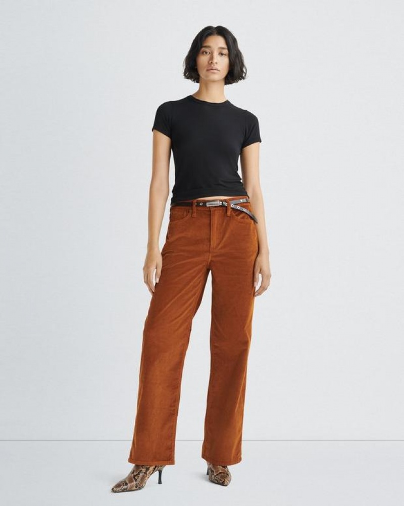 Rag & Bone Logan Corduroy Weite-Leg Mid-Rise Vintage Stretch Hose Damen Gold | 526401-JIR