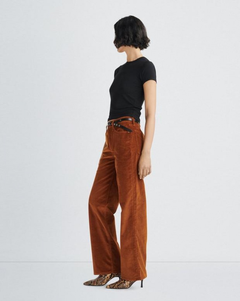 Rag & Bone Logan Corduroy Weite-Leg Mid-Rise Vintage Stretch Hose Damen Gold | 526401-JIR