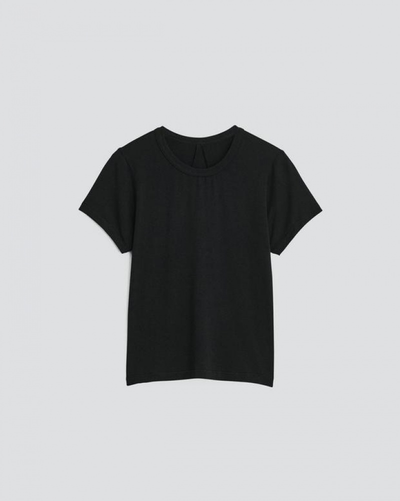 Rag & Bone Luca Sleeve Baby Tee Modal T-Shirt Damen Schwarz | 729543-KQO