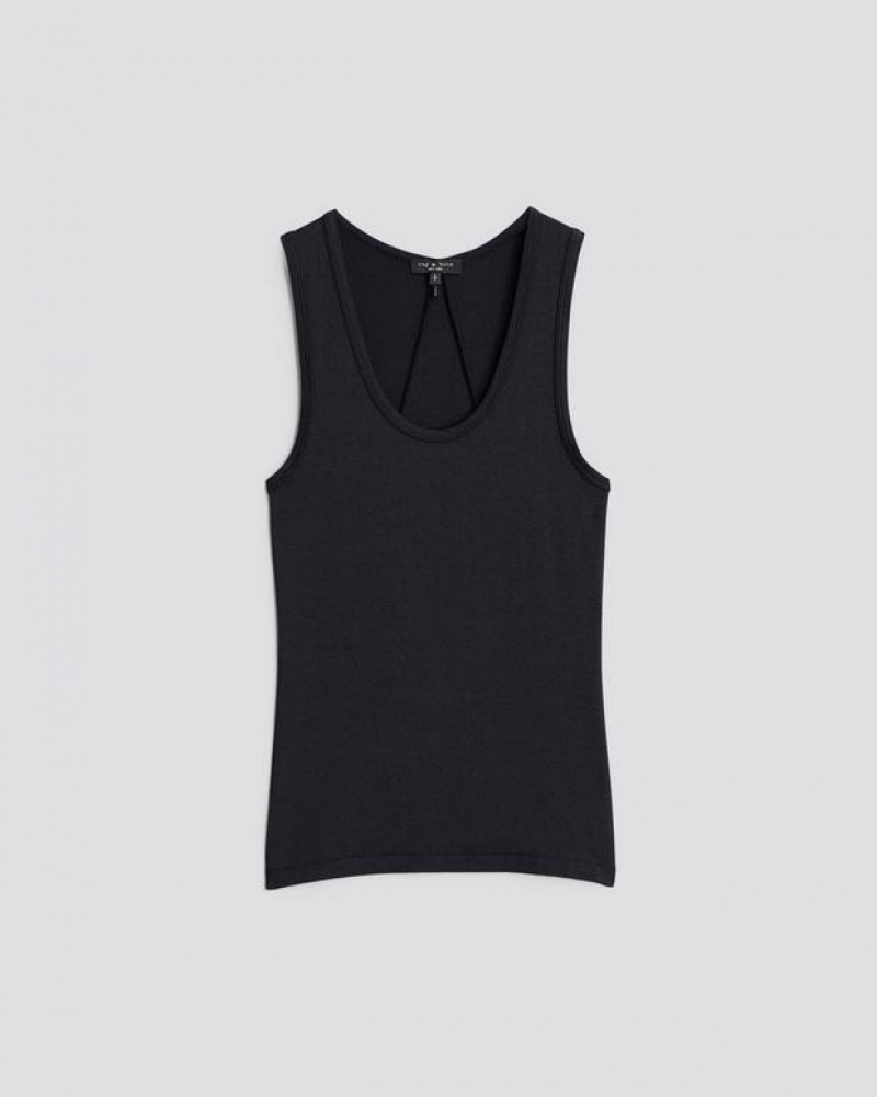 Rag & Bone Luca Tank Modal T-Shirt Damen Schwarz | 935467-TDL