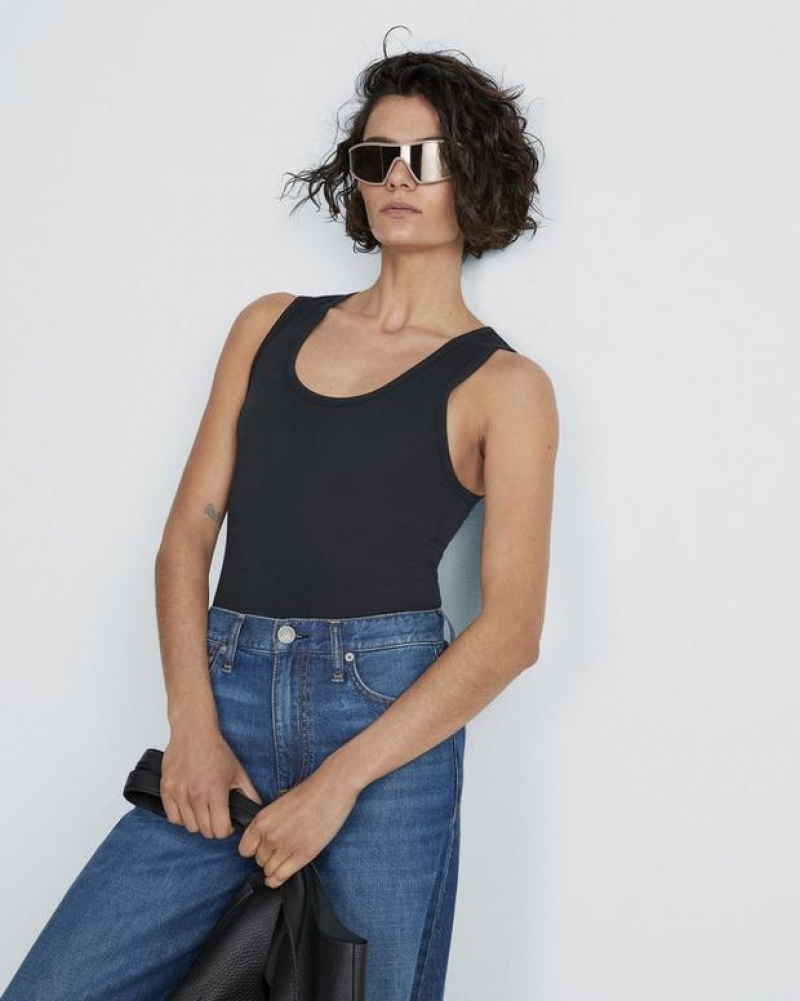 Rag & Bone Luca Tank Modal T-Shirt Damen Schwarz | 935467-TDL