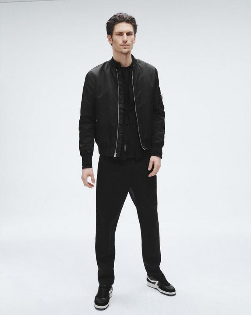 Rag & Bone Manston Recycled Nylon Bomber Klassische Fit Jacken Herren Schwarz | 830297-XVU