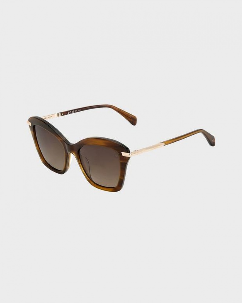 Rag & Bone Marsha Cat Eye Sonnenbrille Damen Braun | 560391-JKD