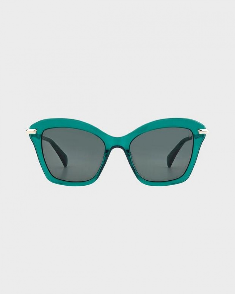 Rag & Bone Marsha Cat Eye Sonnenbrille Damen Grün | 103297-AXM