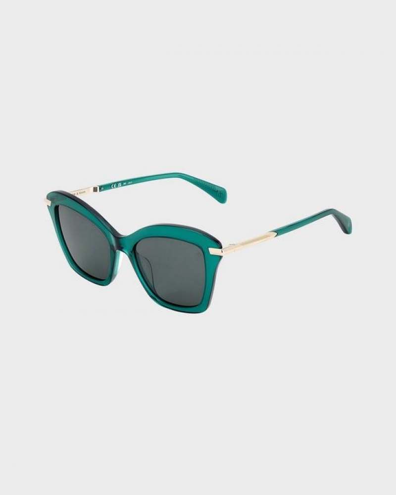 Rag & Bone Marsha Cat Eye Sonnenbrille Damen Grün | 103297-AXM