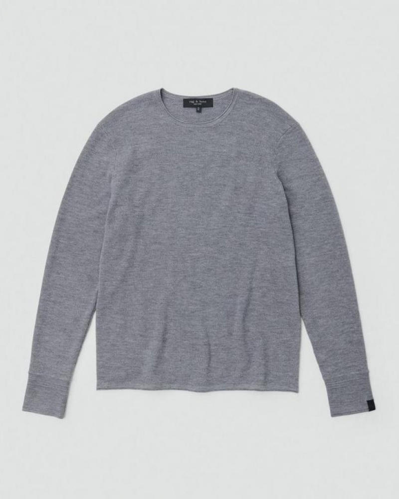 Rag & Bone Martin Merino Crew Klassische Fit Pullover Herren Grau | 067123-FXY