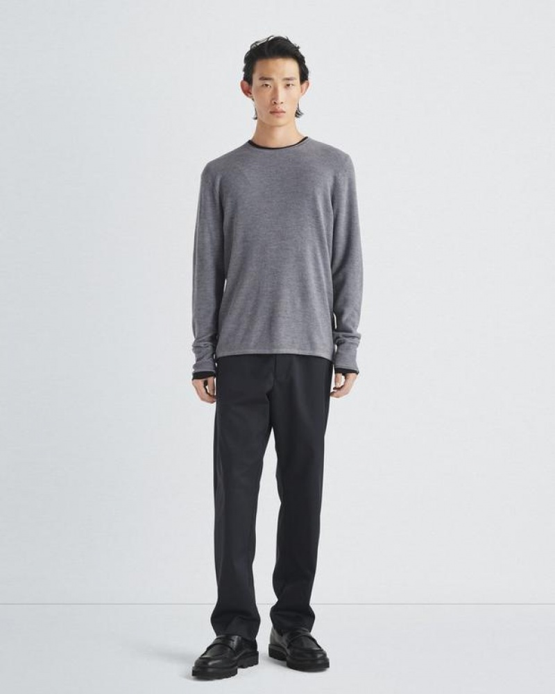 Rag & Bone Martin Merino Crew Klassische Fit Pullover Herren Grau | 067123-FXY