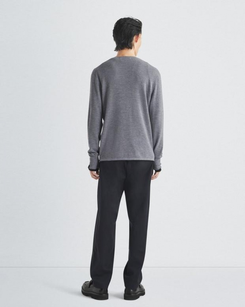 Rag & Bone Martin Merino Crew Klassische Fit Pullover Herren Grau | 067123-FXY