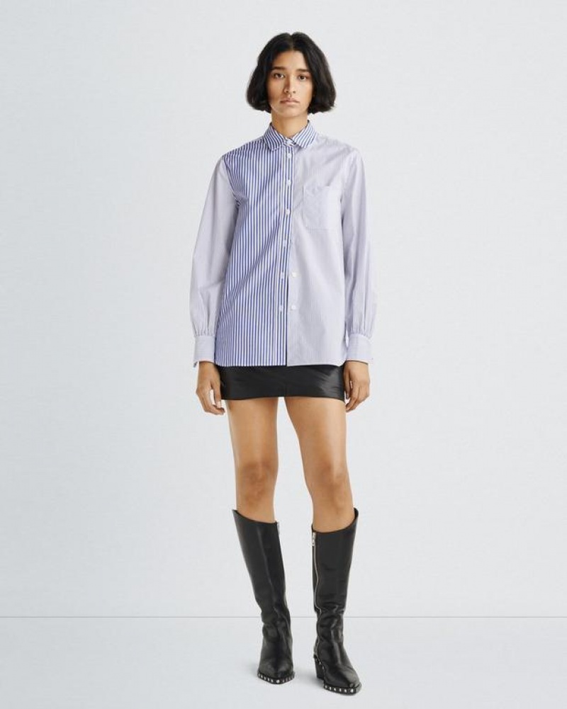 Rag & Bone Maxine Baumwoll Poplin Klassische Fit Button Down Oberteile Damen Blumlti | 916284-FUY