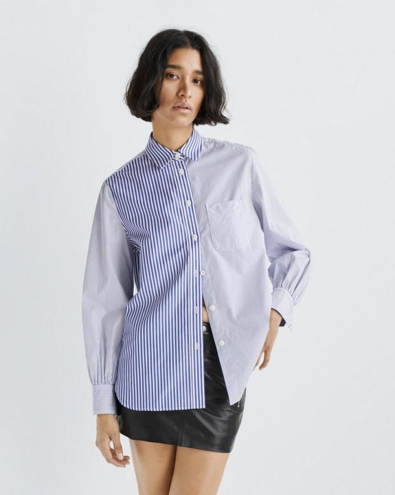 Rag & Bone Maxine Baumwoll Poplin Klassische Fit Button Down Oberteile Damen Blumlti | 916284-FUY