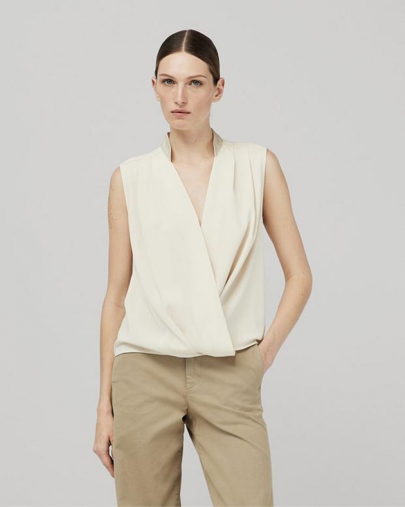 Rag & Bone Meredith Satin Blouse Klassische Fit Oberteile Damen Weiß | 791826-NVB