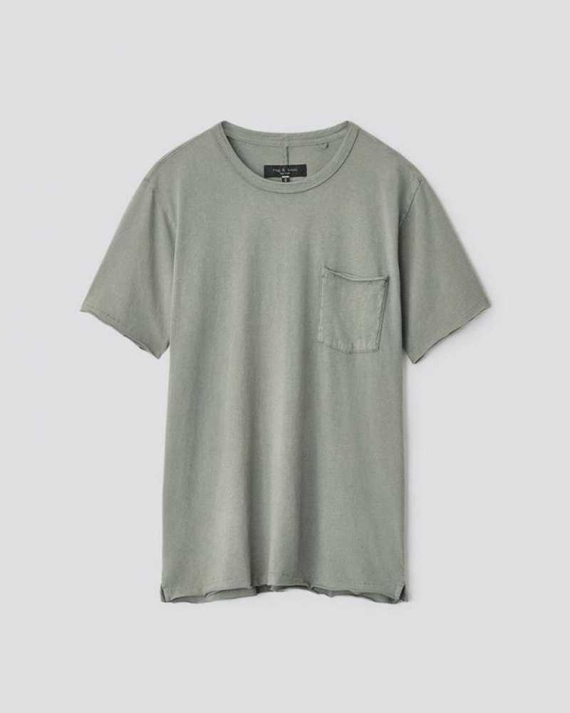 Rag & Bone Miles Principal Jersey Tee Baumwoll T-Shirt Herren Blau Grau | 714982-PKD