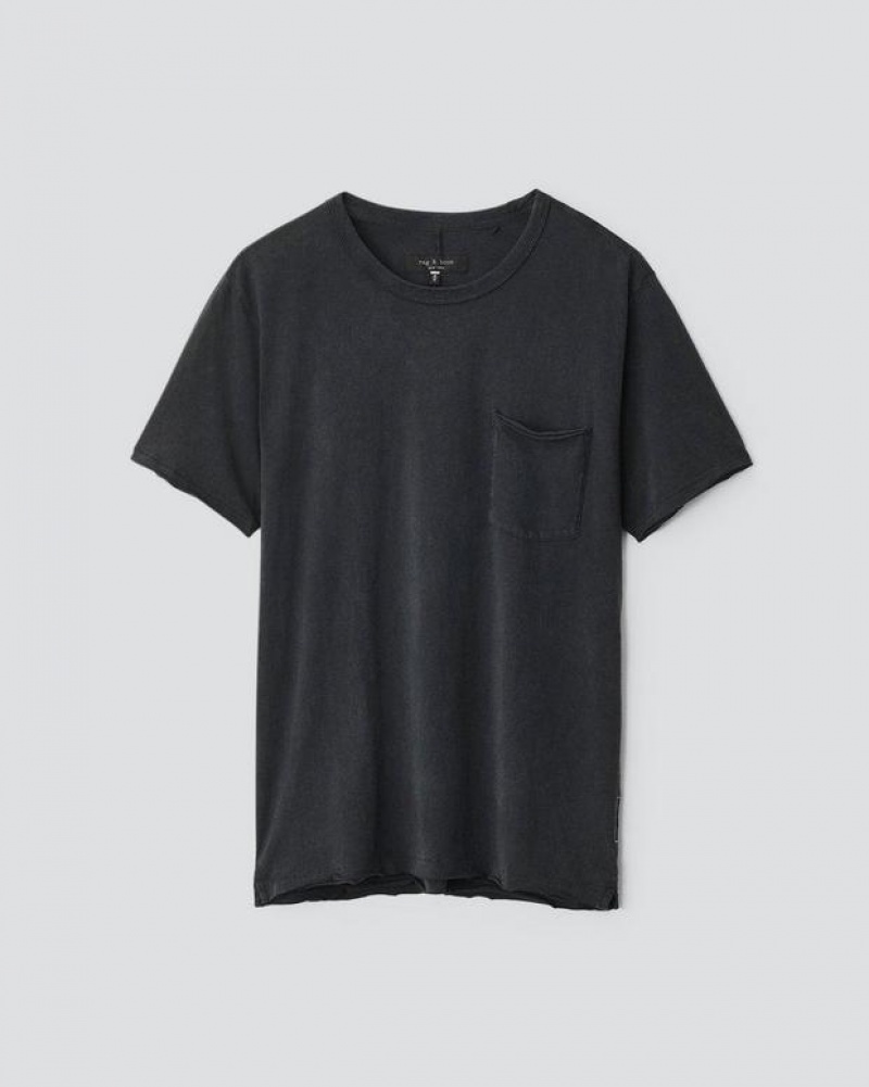 Rag & Bone Miles Principal Jersey Tee Baumwoll T-Shirt Herren Dunkelgrau | 832910-ZHX