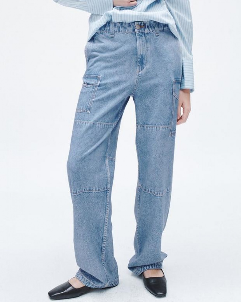 Rag & Bone Miramar Nora Cargo Trompe L'oeil Baumwoll Jeans Damen Celeste | 960513-MNX