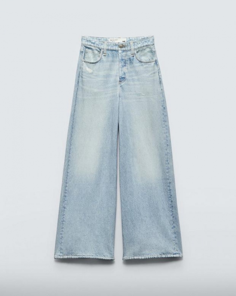 Rag & Bone Miramar Sofie Ankle Weite-Leg Trompe L'oeil Baumwoll Jeans Damen Meadowblue | 024196-BLF