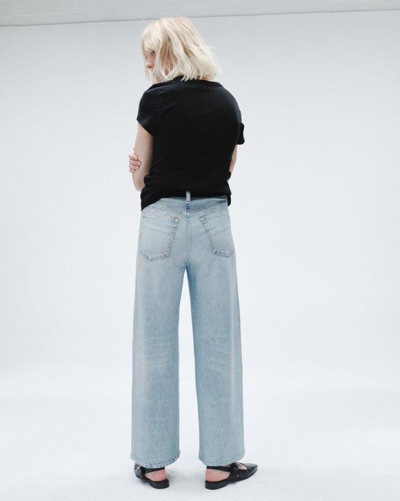 Rag & Bone Miramar Sofie Ankle Weite-Leg Trompe L'oeil Baumwoll Jeans Damen Meadowblue | 024196-BLF