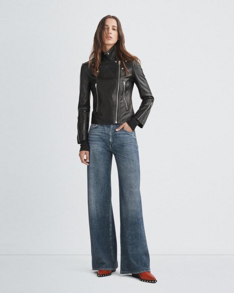 Rag & Bone Miramar Sofie Full Length Weite-Leg Trompe L'oeil Baumwoll Jeans Damen Kimber | 784539-ULR