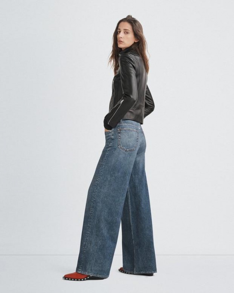 Rag & Bone Miramar Sofie Full Length Weite-Leg Trompe L'oeil Baumwoll Jeans Damen Kimber | 784539-ULR