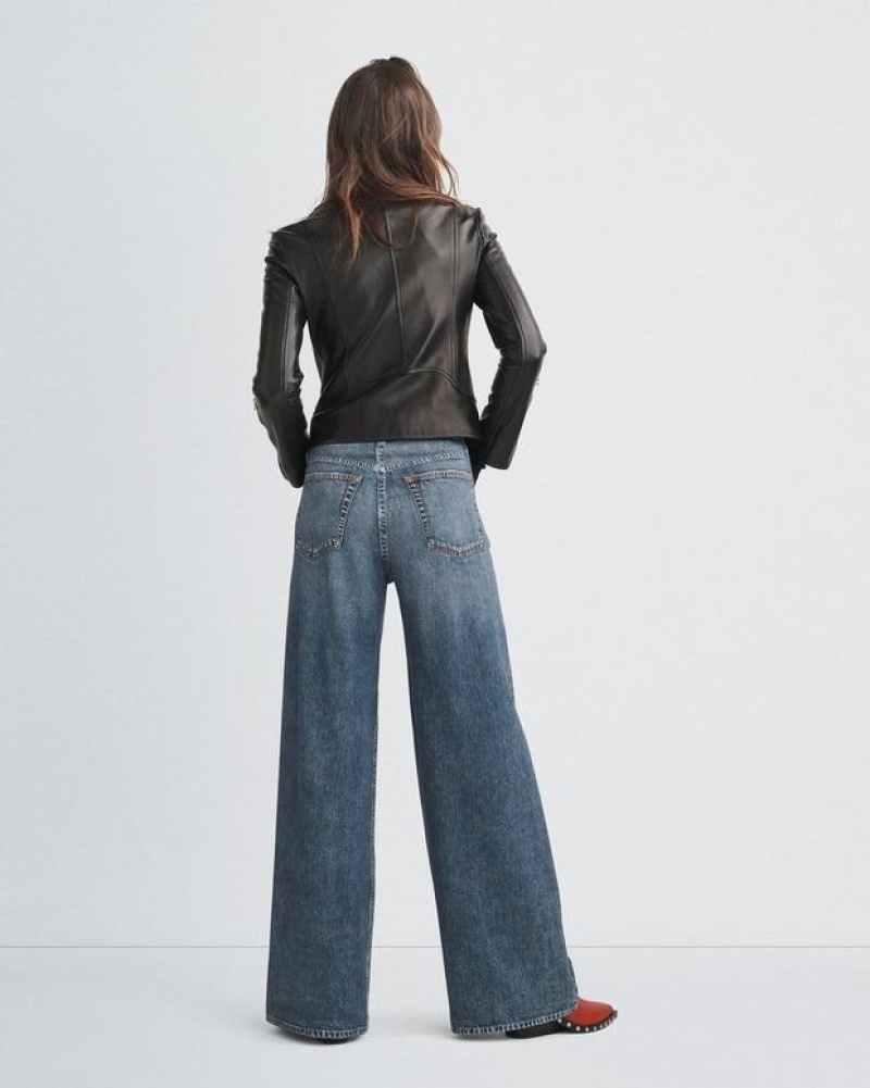 Rag & Bone Miramar Sofie Full Length Weite-Leg Trompe L'oeil Baumwoll Jeans Damen Kimber | 784539-ULR