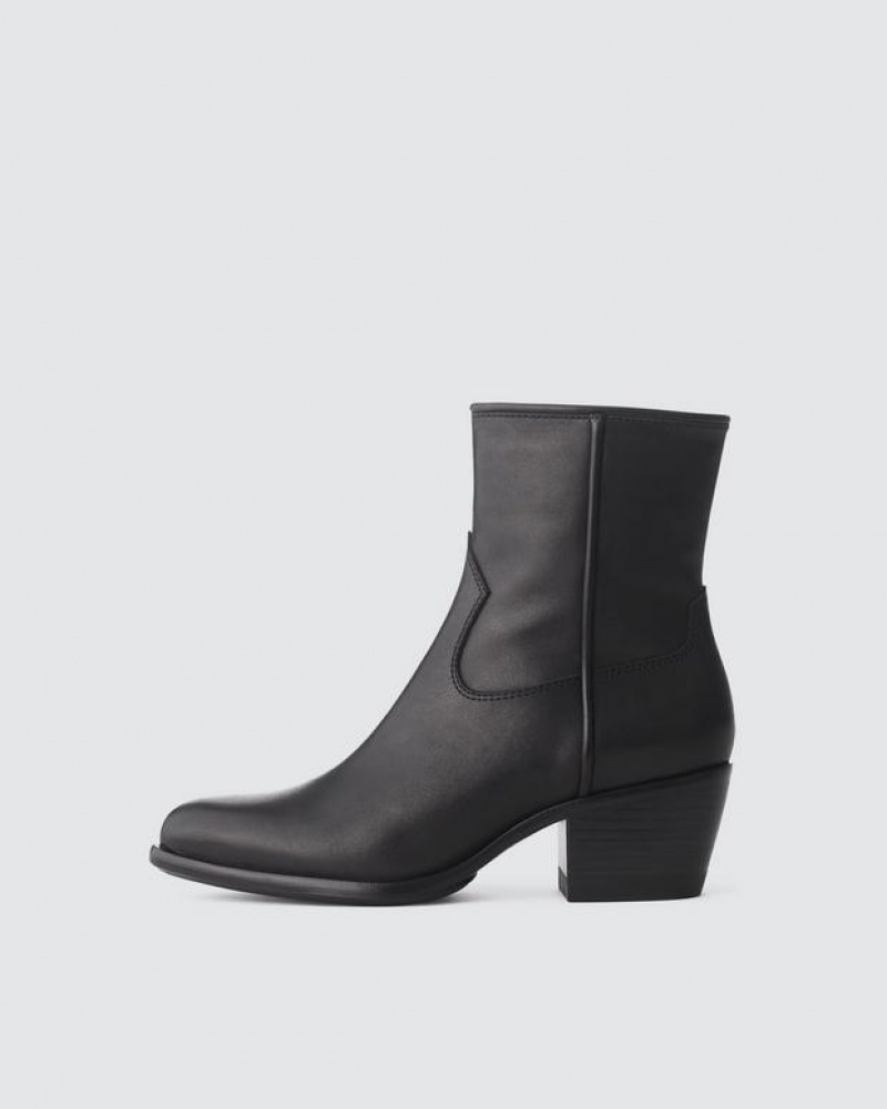 Rag & Bone Mustang - Leder Absatz Ankle Stiefel Damen Schwarz | 120973-XLI