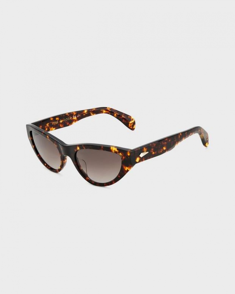 Rag & Bone Ola Butterfly Sonnenbrille Damen Havana | 534620-TRZ