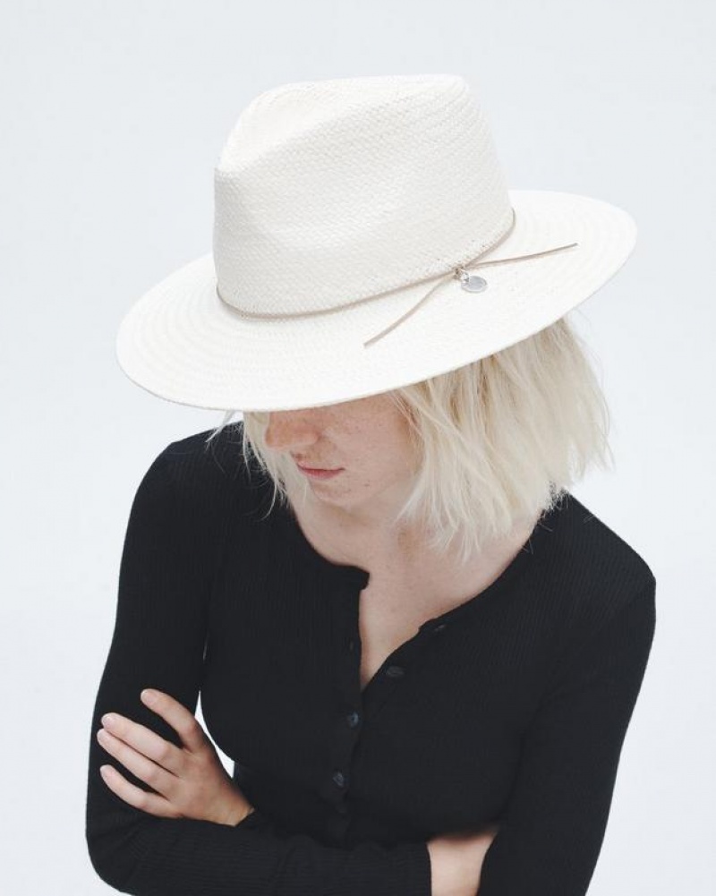 Rag & Bone Packable Fedora Straw Hüte Damen Weiß | 046935-VPL