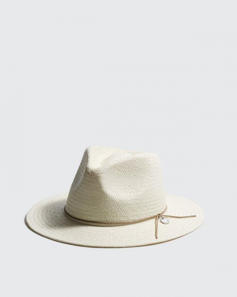 Rag & Bone Packable Fedora Straw Hüte Damen Weiß | 046935-VPL