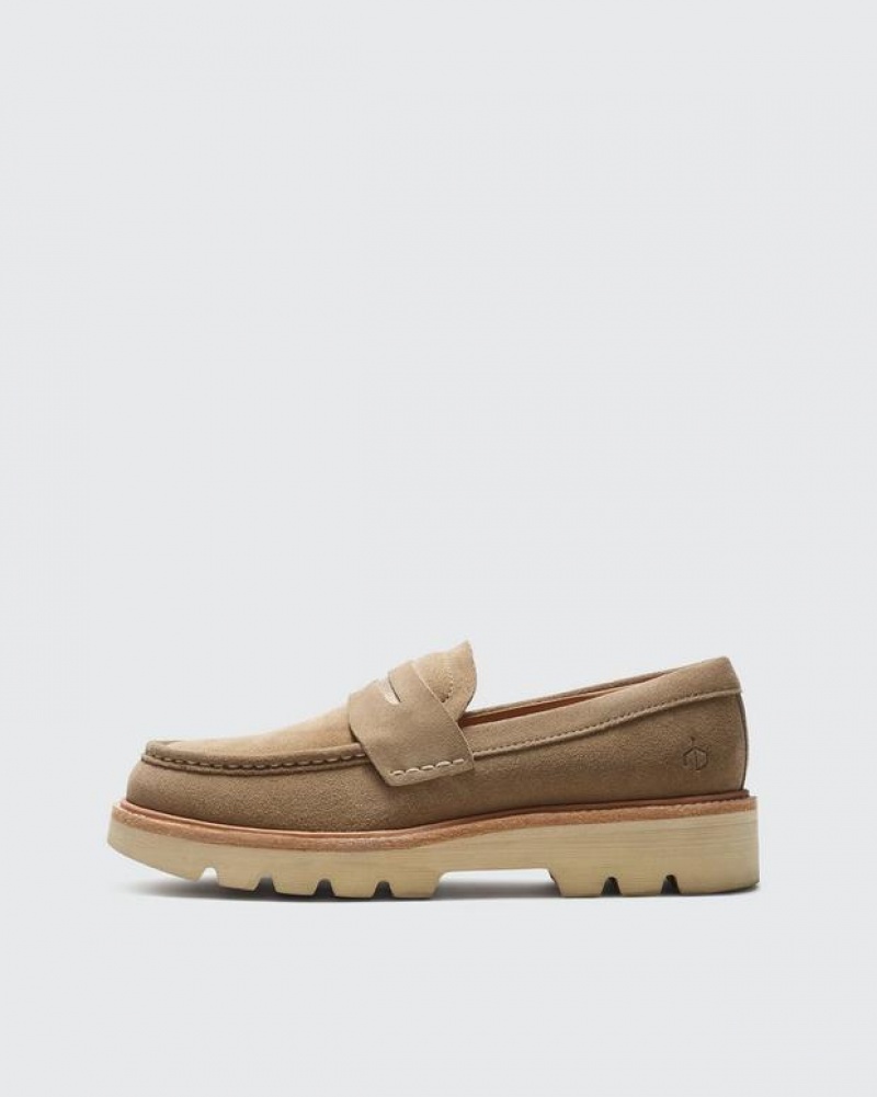 Rag & Bone RB - Wildleder Penny Halbschuhe Herren Nougat Suede | 052634-FGJ