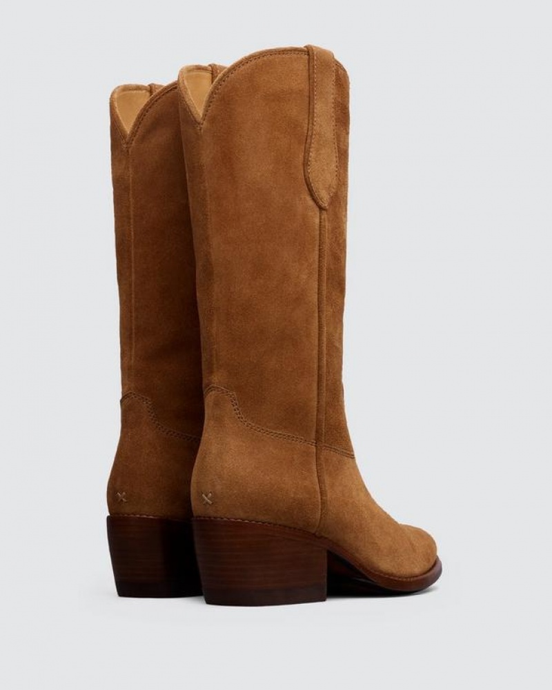 Rag & Bone Rb Cowboy - Wildleder Absatz Stiefel Damen Sabbia Suede | 539842-FYQ