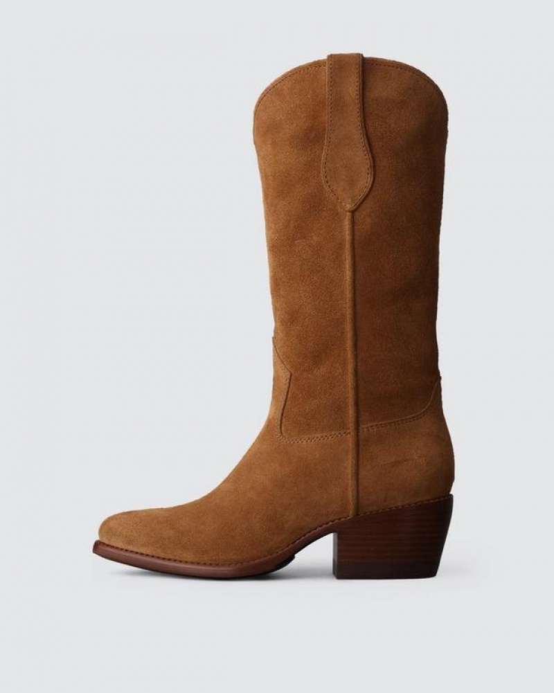 Rag & Bone Rb Cowboy - Wildleder Absatz Stiefel Damen Sabbia Suede | 539842-FYQ