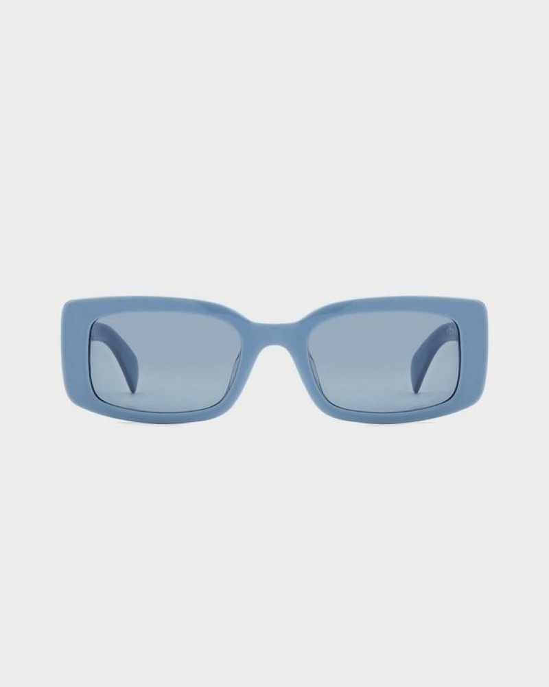 Rag & Bone Reed Rectangular Sonnenbrille Damen Blau | 578126-RVG