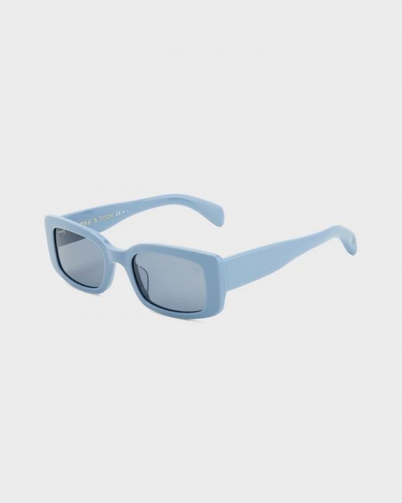 Rag & Bone Reed Rectangular Sonnenbrille Damen Blau | 578126-RVG