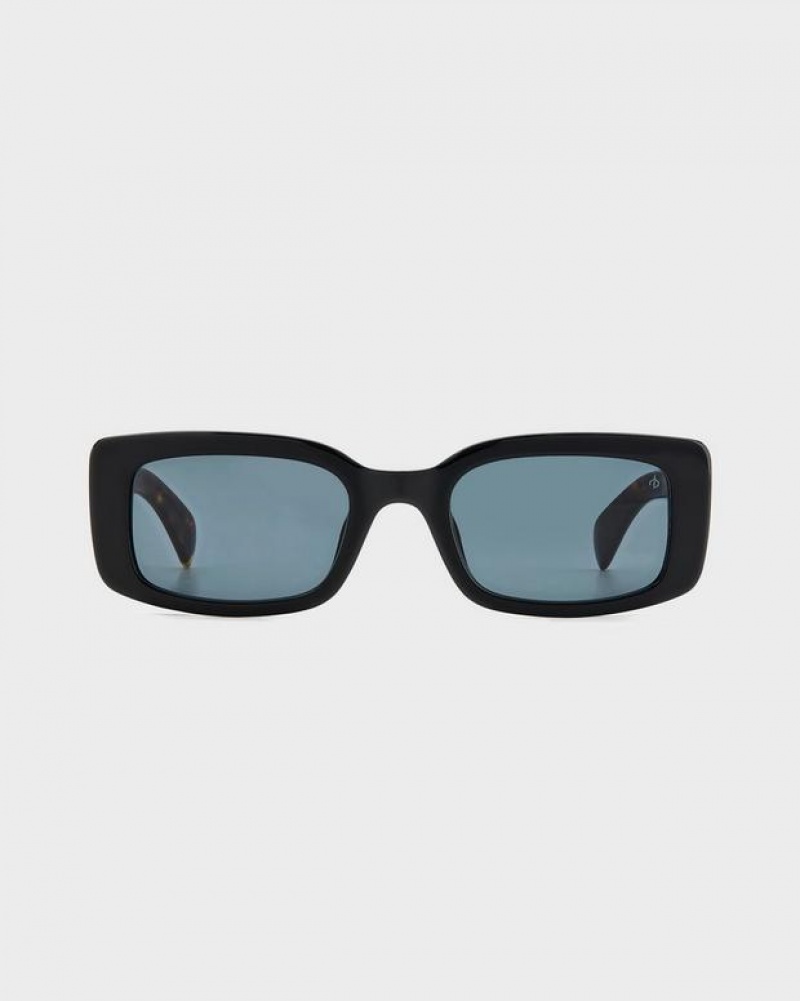 Rag & Bone Reed Rectangular Sonnenbrille Damen Schwarz | 462183-KBV