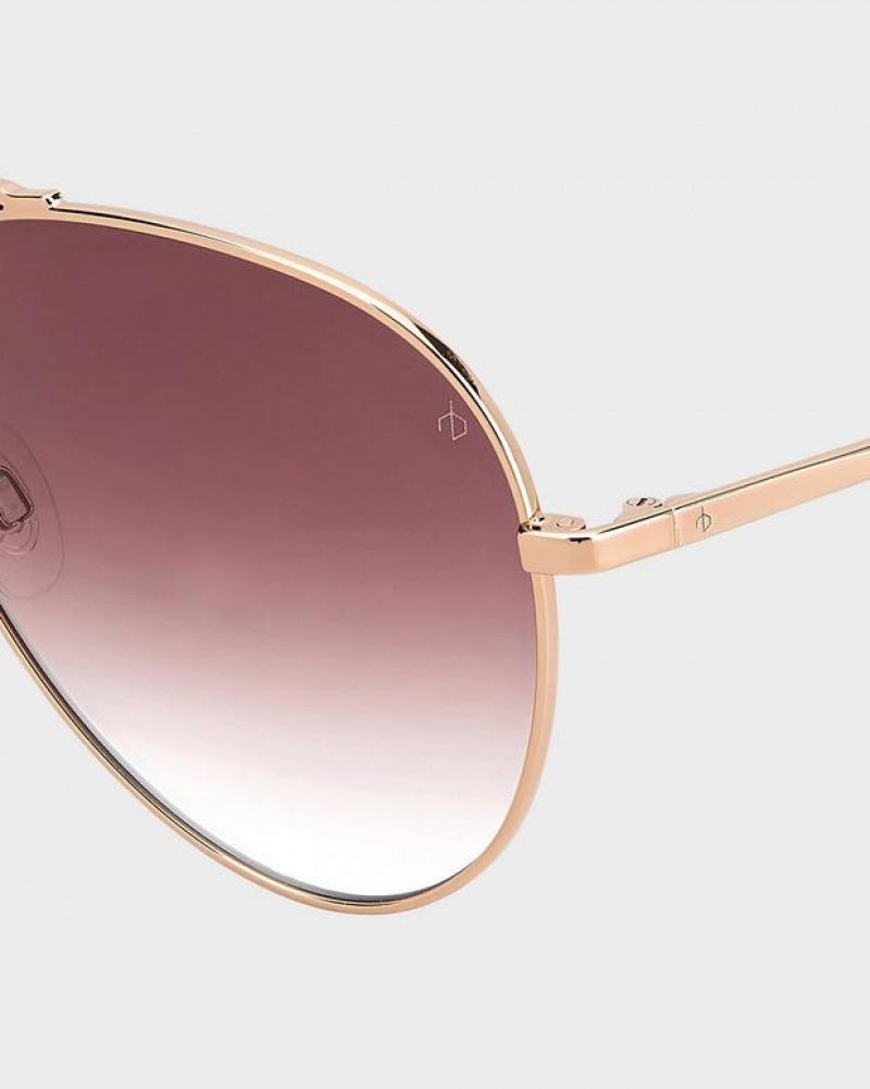 Rag & Bone Ren Pilot Sonnenbrille Damen Rot Gold | 830497-XUM