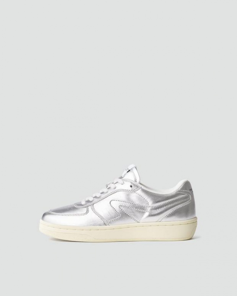 Rag & Bone Retro Court - Leder Low Sneakers Damen Silber | 574609-CUX