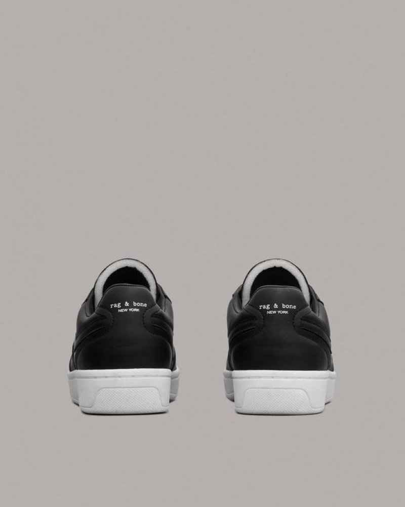 Rag & Bone Retro Court - Leder Low Sneakers Damen Schwarz | 189364-IGK