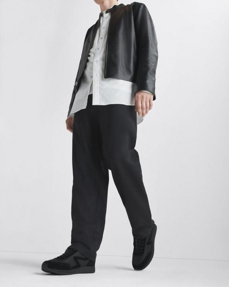 Rag & Bone Retro Runner Bomber - Wildleder Low Schuhe Herren Schwarz | 256914-SXK